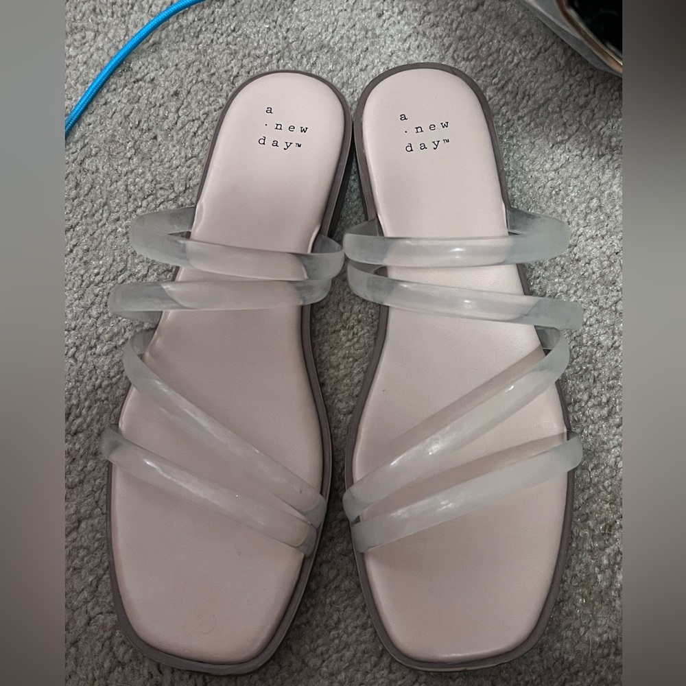A New Day Women's Clear Strap Slide Sandals